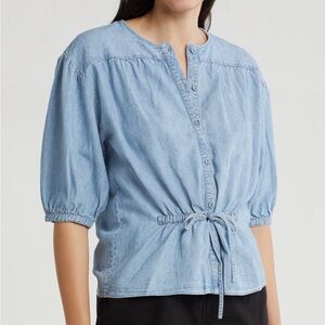 Joie Saba Tie Waist Denim Shirt